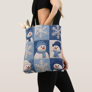 Snowmen and Snowflakes Quilt Pattern Tote Bag