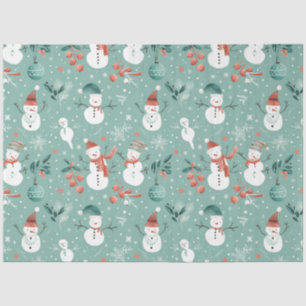 Snowmen Berries Snowflakes Greenery Christmas Tissue Paper