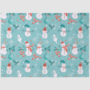 Snowmen Berries Snowflakes Greenery Christmas Tissue Paper