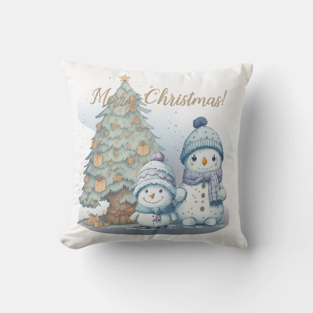 Snowmen bro Christmas Throw Pillow (Front)