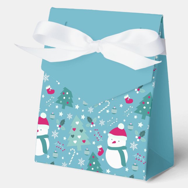 Snowmen, Candy Canes & Festive Holiday Pattern Favor Box (Front)