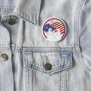 Snowmen Celebrating Independence 2 Inch Round Button