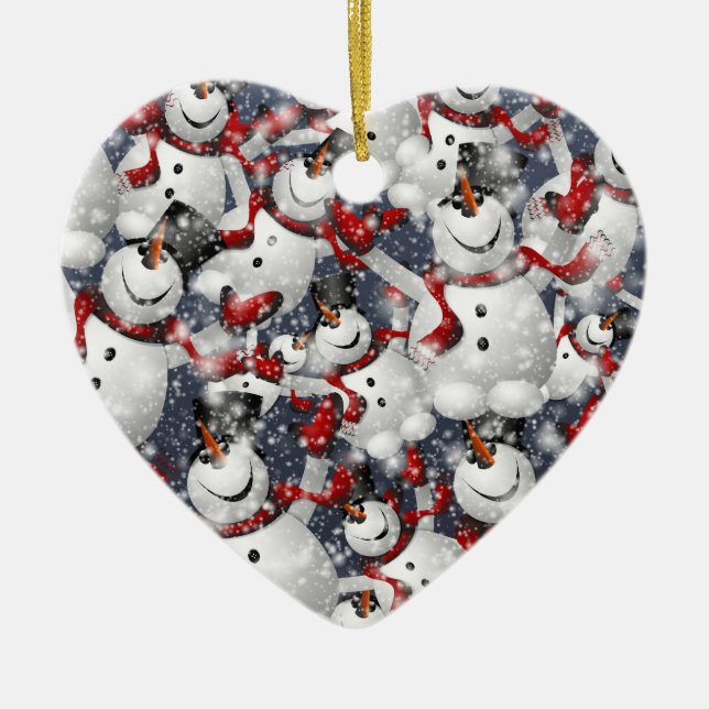 Snowmen Ceramic Ornament (Front)