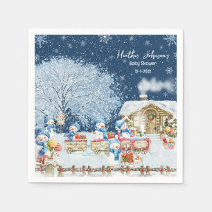 Snowmen Christmas Baby Shower Napkin
