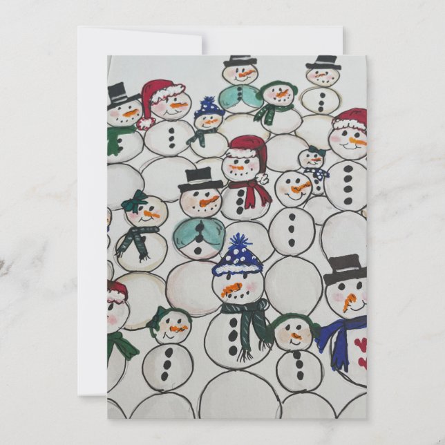 Snowmen christmas Ornament Hand Painted snowman Holiday Card (Front)