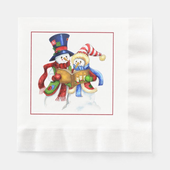 Snowmen Christmas Paper Napkins (Front)