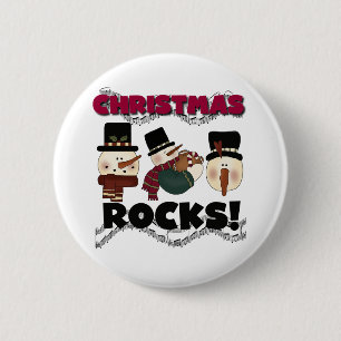 Snowmen Christmas Rocks 2 Inch Round Button