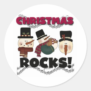 Snowmen Christmas Rocks Holidays Classic Round Sticker
