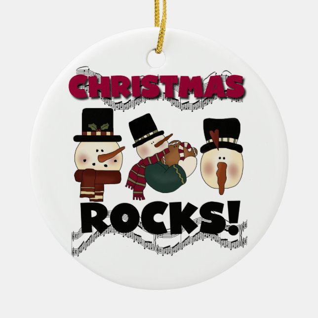 Snowmen Christmas Rocks Keepsake Ornament (Front)