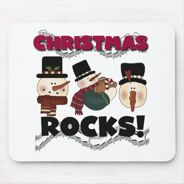 Snowmen Christmas Rocks Mouse Pad (Front)