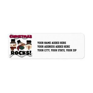 Snowmen Christmas Rocks Return Address Labels