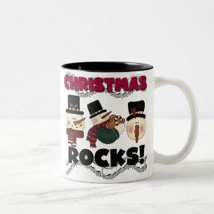 Snowmen Christmas Rocks Two-Tone Coffee Mug