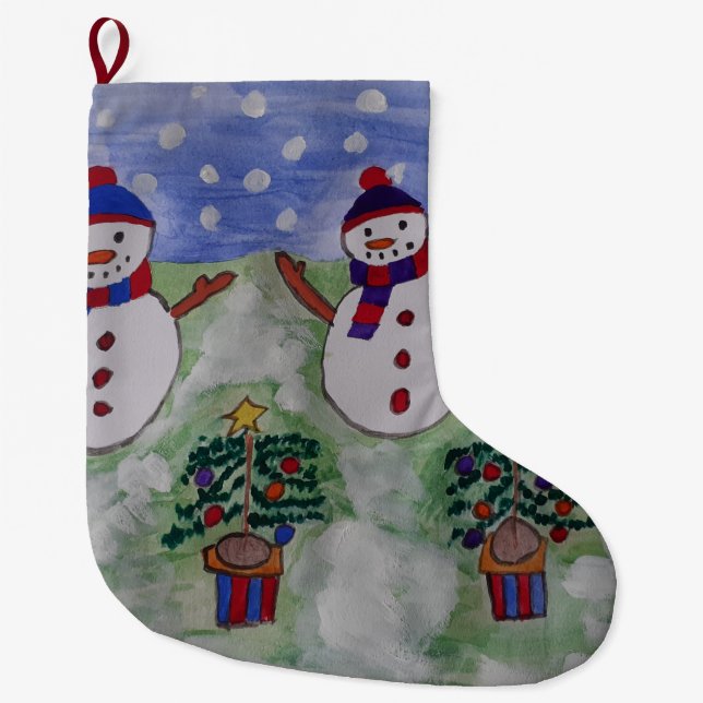 Snowmen & Christmas Tree Stocking (Front)