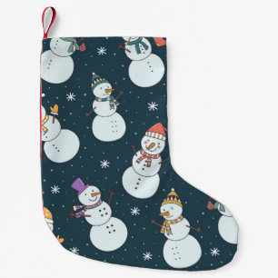 Snowmen Christmas: Vintage Snowfall Charm. Small Christmas Stocking