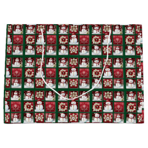 Snowmen Collage Large Gift Bag