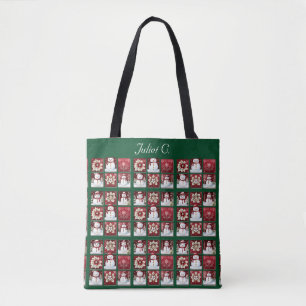 Snowmen Collage Tote Bag