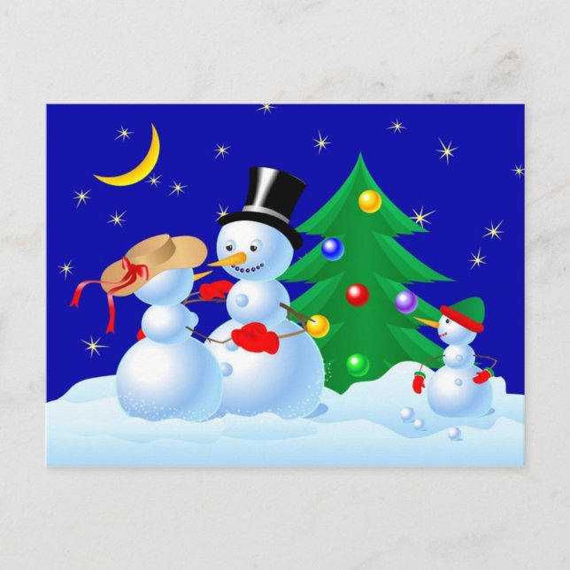 Snowmen Dancing Postcard (Front)