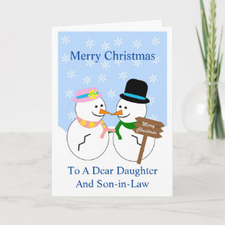 Snowmen Daughter And Son In Law Christmas Card
