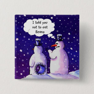 Snowmen Don't Eat Beans 2 Inch Square Button