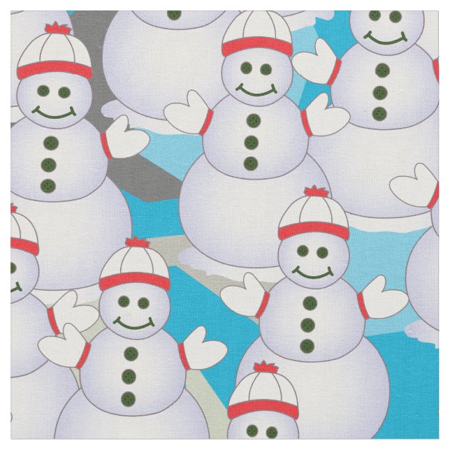 Snowmen Fabric (Close Up)