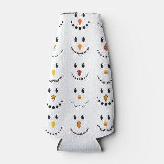 Snowmen Faces Bottle Cooler