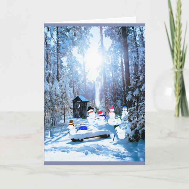 Snowmen Famille de vacances Réunion Carte pliée (Devant)