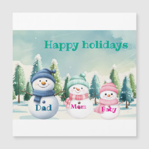 Snowmen family personalized happy holiday