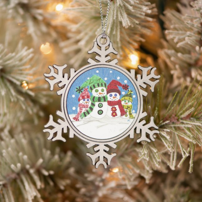 Snowmen family Pewter ornament (Tree)
