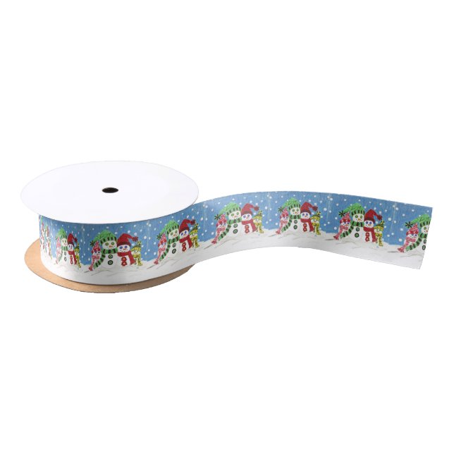 Snowmen family satin ribbon (Spool)