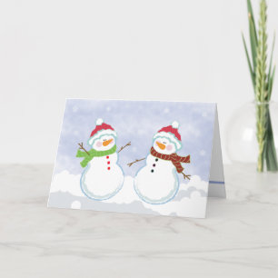 SNOWMEN Holiday Winter Christmas Greeting Card