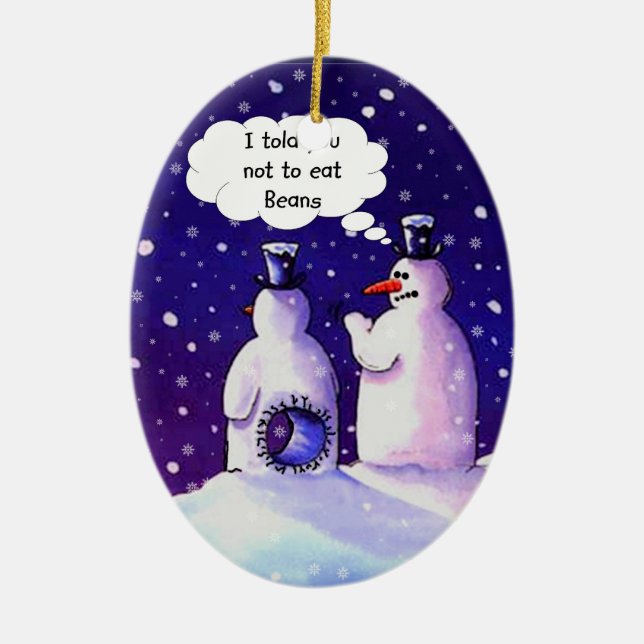 Snowmen Humour Ceramic Ornament (Front)