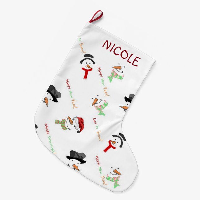 Snowmen Large Christmas Stocking (Front (Hanging))