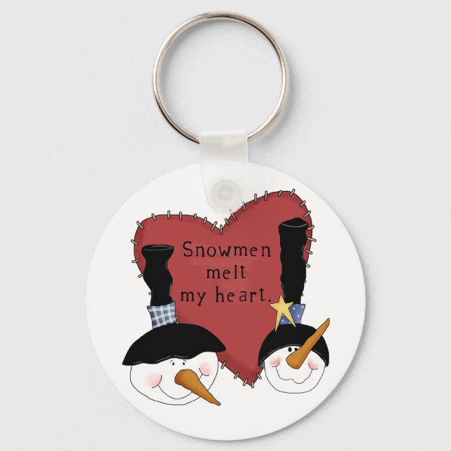Snowmen Melt My Heart Tshirts and Gifts Keychain (Front)