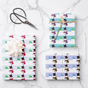 Snowmen on a Wintery Day Wrapping Paper Sheet