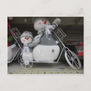 Snowmen On Bike Postcard