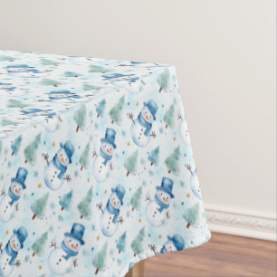 Snowmen, Snowflakes and Christmas Trees Tablecloth