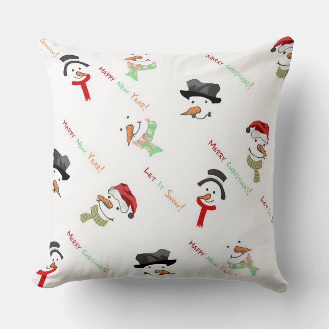 Snowmen Throw Pillow (Front)