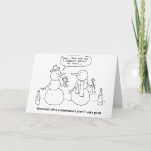 Snowmen Wine Tasting Funny Greeting Card