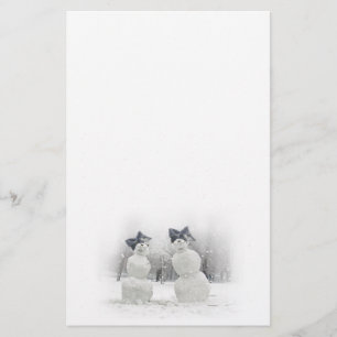 Snowmen with Big Bow Hats Stationery