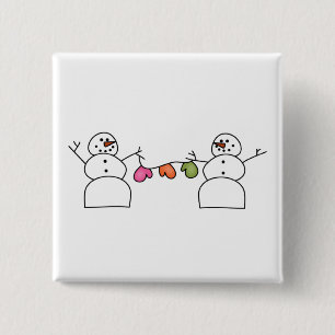 Snowmen with Mittens T-shirts and Gifts 2 Inch Square Button