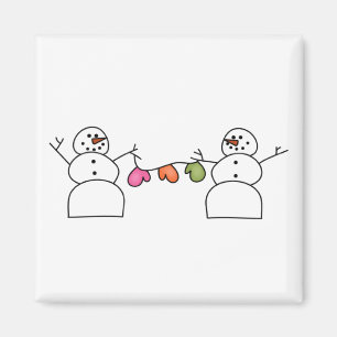 Snowmen with Mittens T-shirts and Gifts Magnet