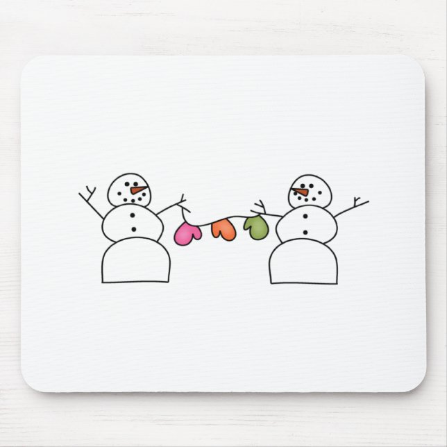 Snowmen with Mittens T-shirts and Gifts Mouse Pad (Front)