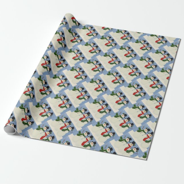 Snowmen Wrapping Paper (Unrolled)