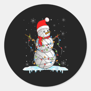 Snowmies Santa Lights Christmas Snowman Volleyball Classic Round Sticker