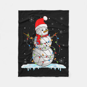 Snowmies Santa Lights Christmas Snowman Volleyball Fleece Blanket