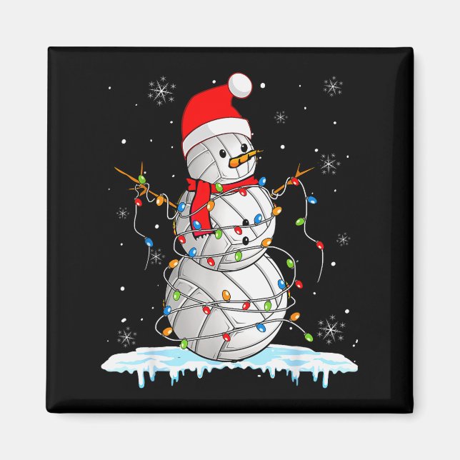 Snowmies Santa Lights Christmas Snowman Volleyball Magnet (Front)