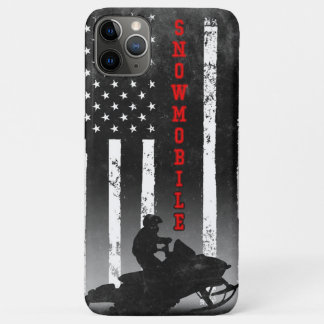 SNOWMOBILE AMERICAN FLAG BLACK  iPhone 11 PRO MAX CASE