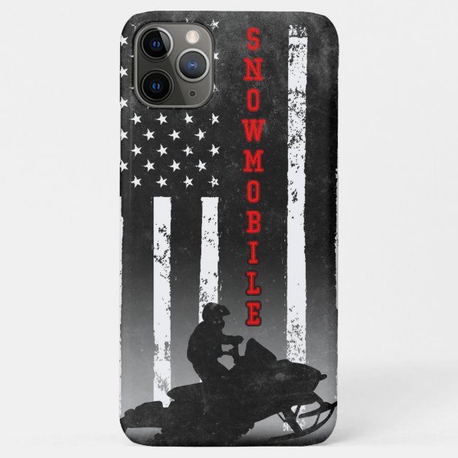 SNOWMOBILE AMERICAN FLAG BLACK  Case-Mate iPhone CASE (Back)