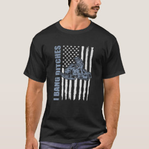 Snowmobile American Flag I Bang Ditches Funny Snow T-Shirt