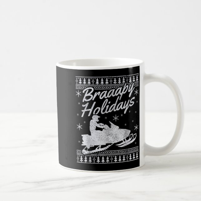 Snowmobile Braapy Holidays Funny Braap Ugly Christ Coffee Mug (Right)